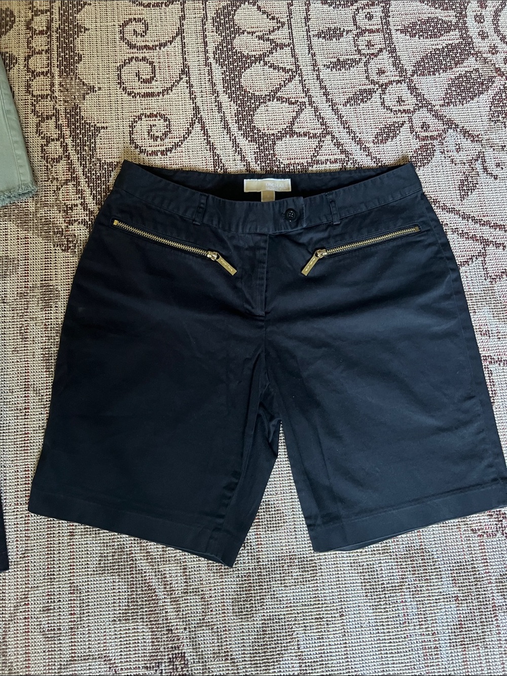 Michael Kors Black Bermuda Shorts with Gold Zippers